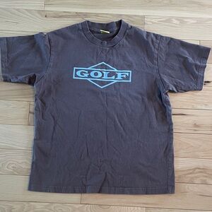 Golf Tyler the Creator Logo T‑Shirt in Dark Brown with Blue Print